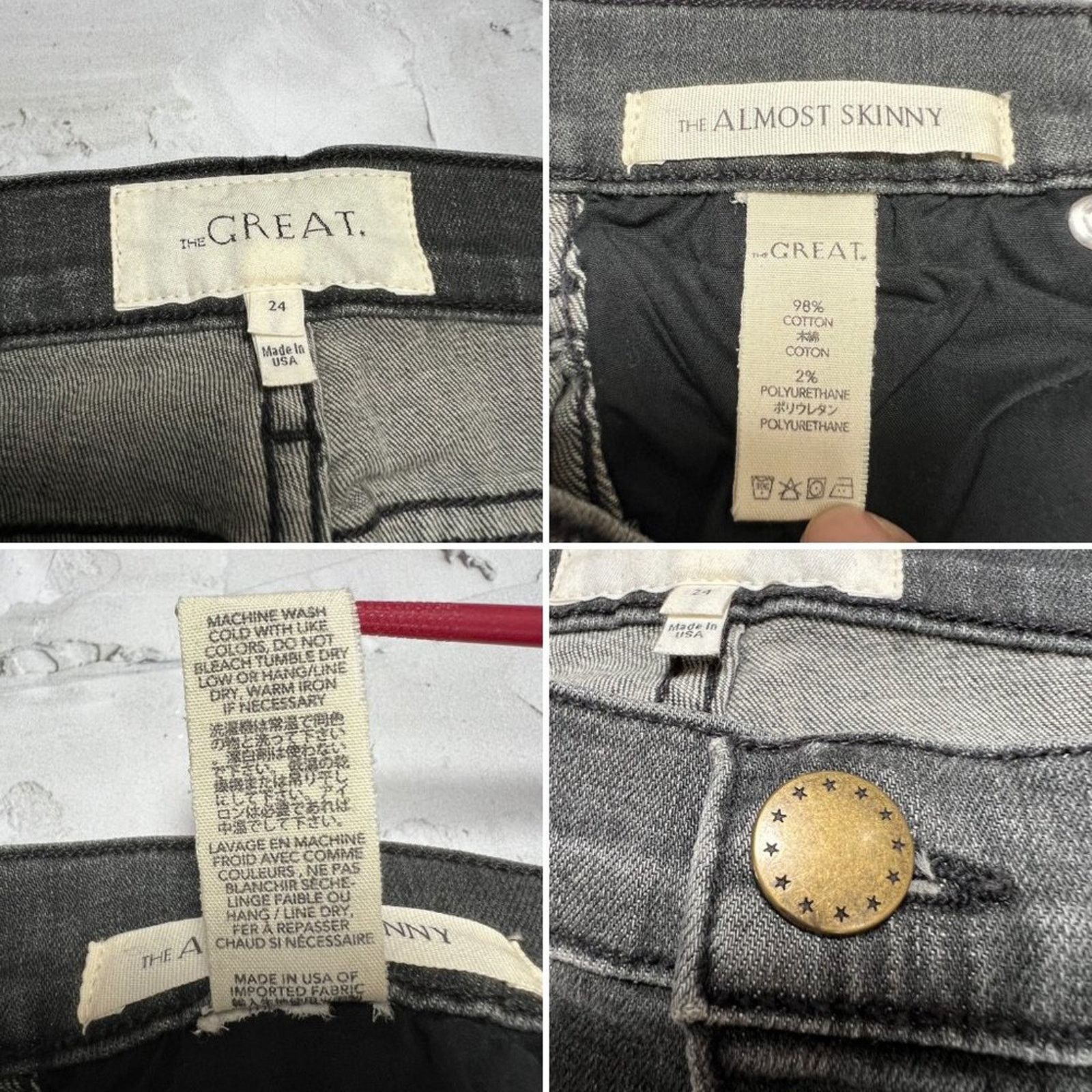 THE GREAT THE GREAT Almost Skinny Jeans Black Gray 24 Size 24" / US 00 / IT 34 - 3 Thumbnail