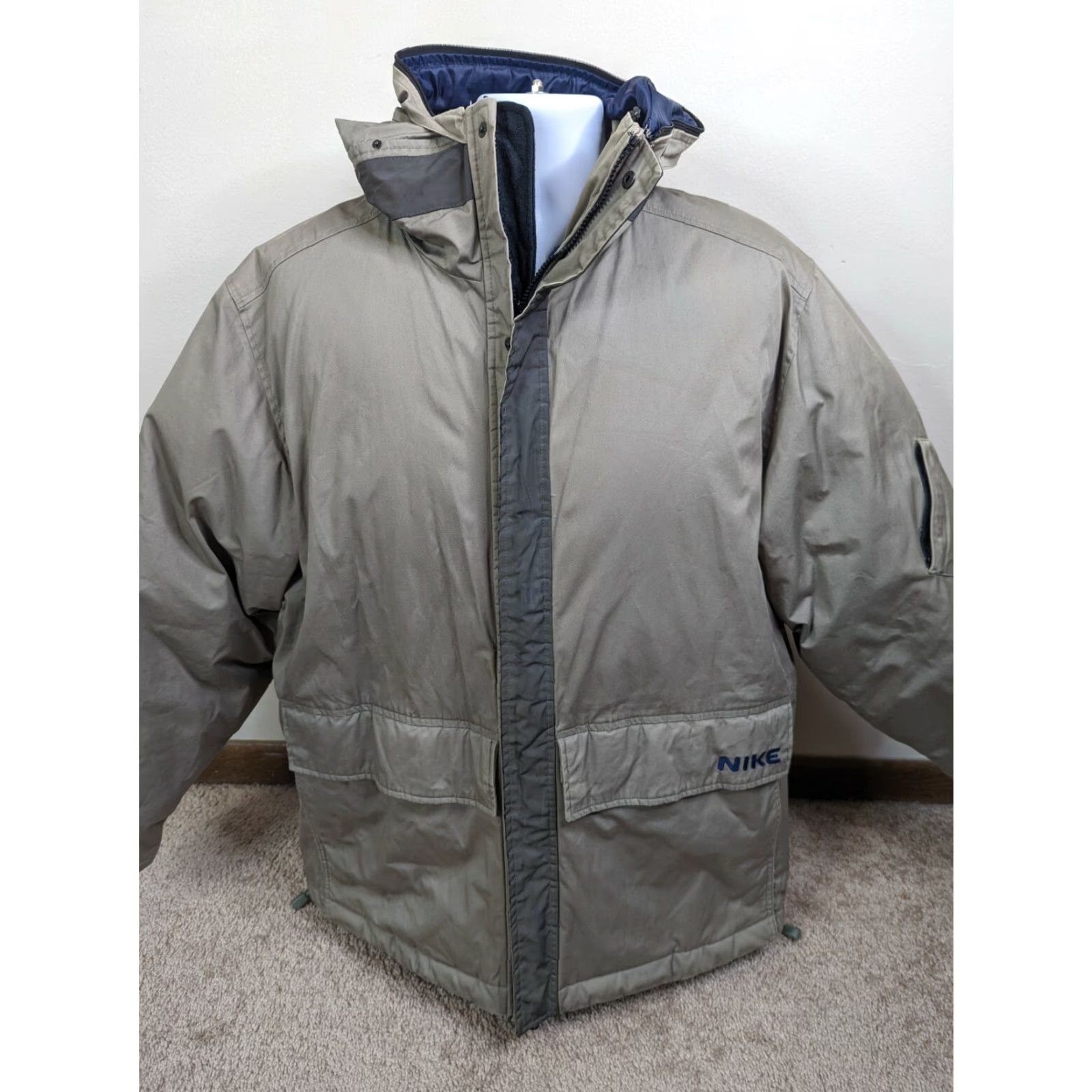 Nike VINTAGE Nike Coat Jacket Men's XL Insulated Fleece Lined Winter Coat Parka Beige Size US XL / EU 56 / 4 - 2 Thumbnail