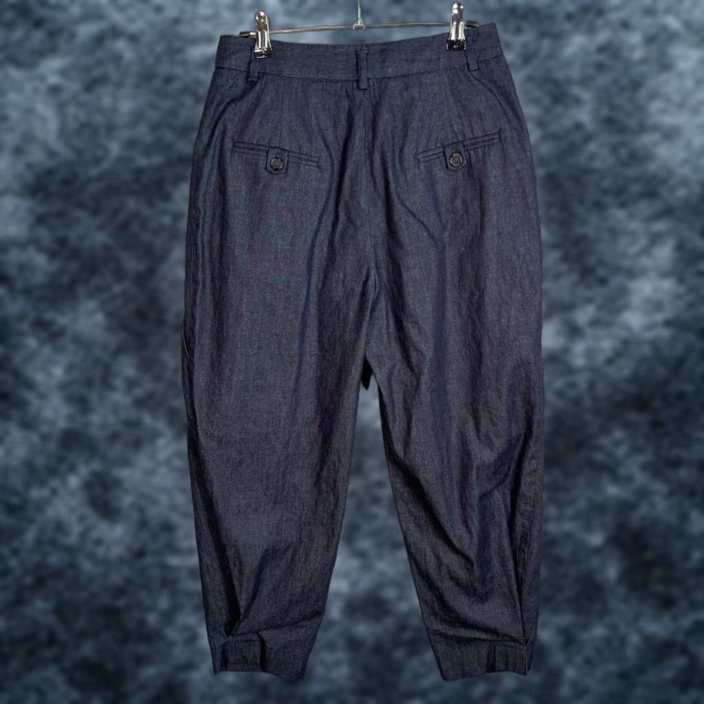 Vintage Elle Sasson Indigo Blue Pleated High Waist Tapered Pants 100% Cotton Size 36 / 4 Women's Regular Size 27" / US 4 / IT 40 - 1 Thumbnail