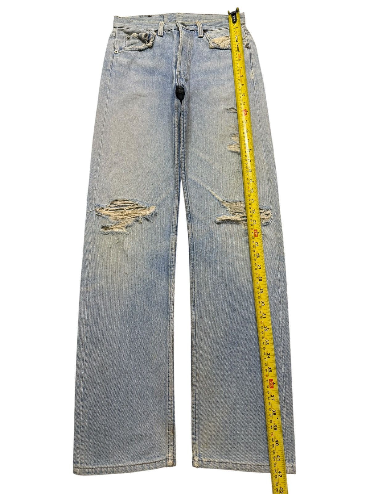 Levi's Vintage 80s Usa Levis 501 Blue Mud Wash Ripped Distressed Size 27" / US 4 / IT 40 - 10 Thumbnail