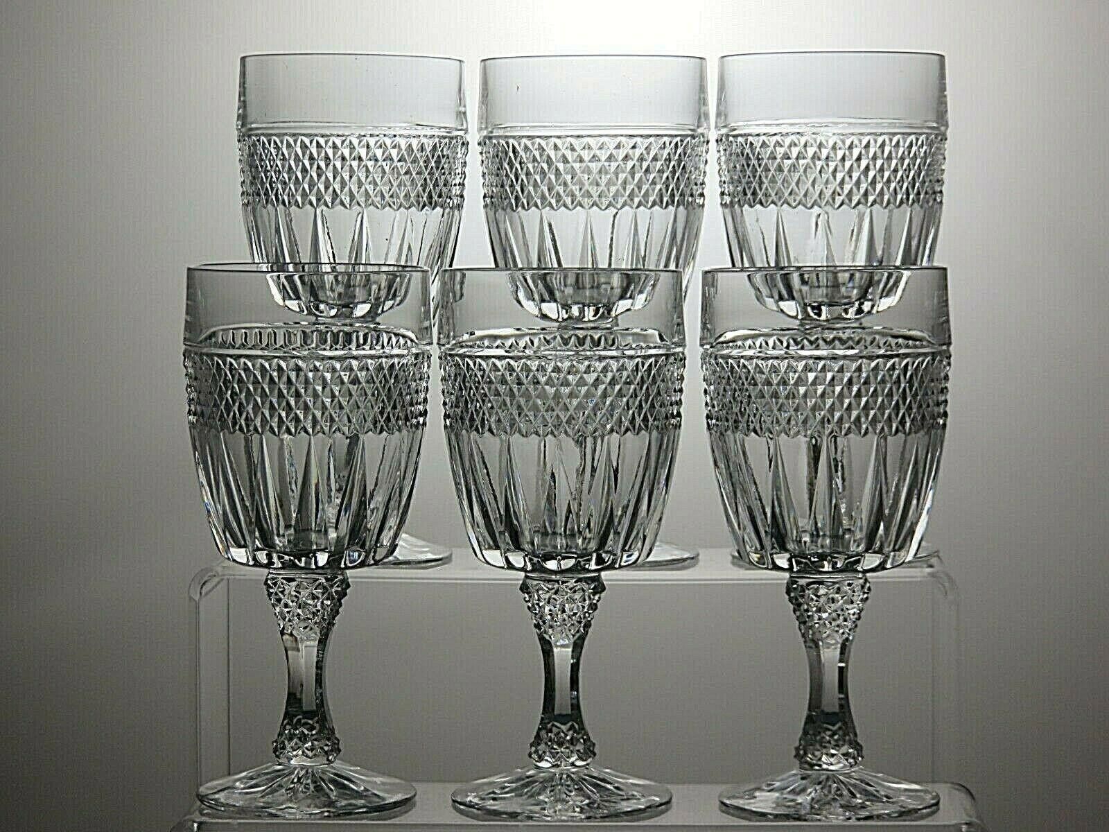 The Unbranded Brand Pressed Glass Claret Set Of 6 Wine Glasses 6" Size ONE SIZE - 2 Thumbnail