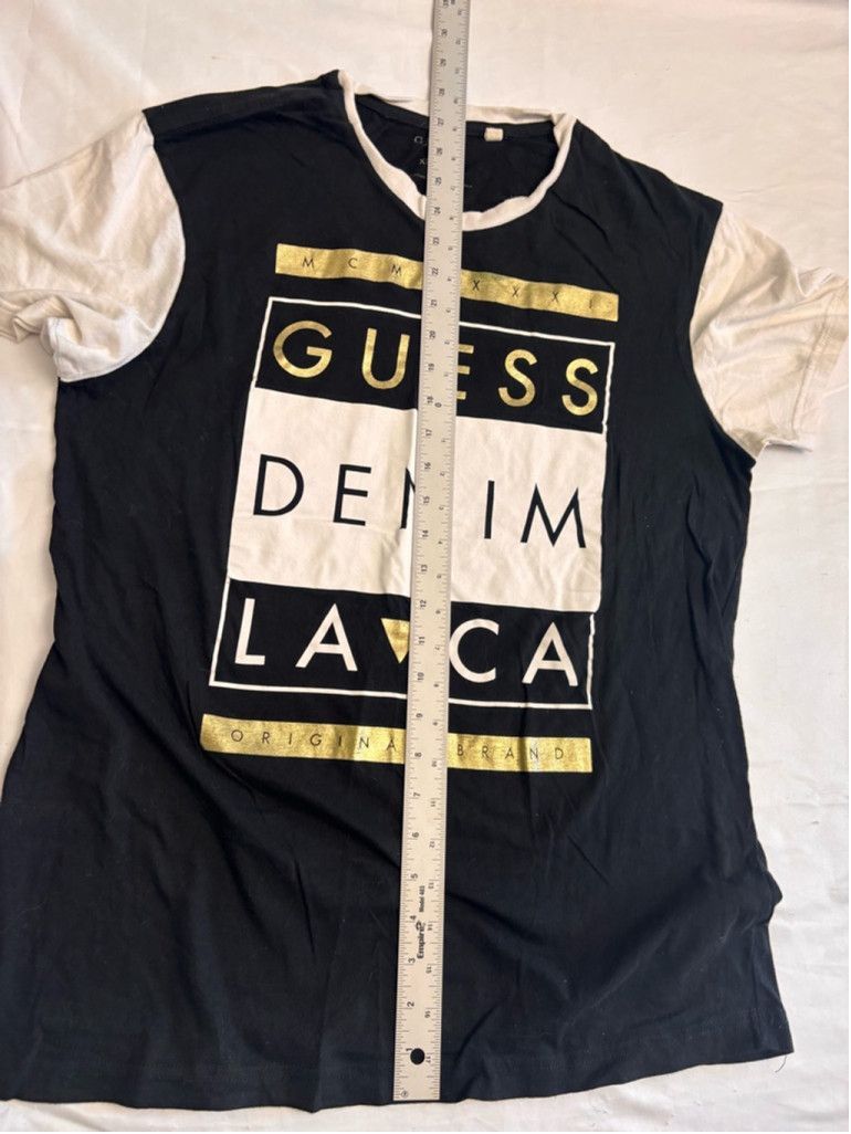 Guess Men's Guess T-shirt XL Black White Short Sleeve Size US XL / EU 56 / 4 - 4 Thumbnail