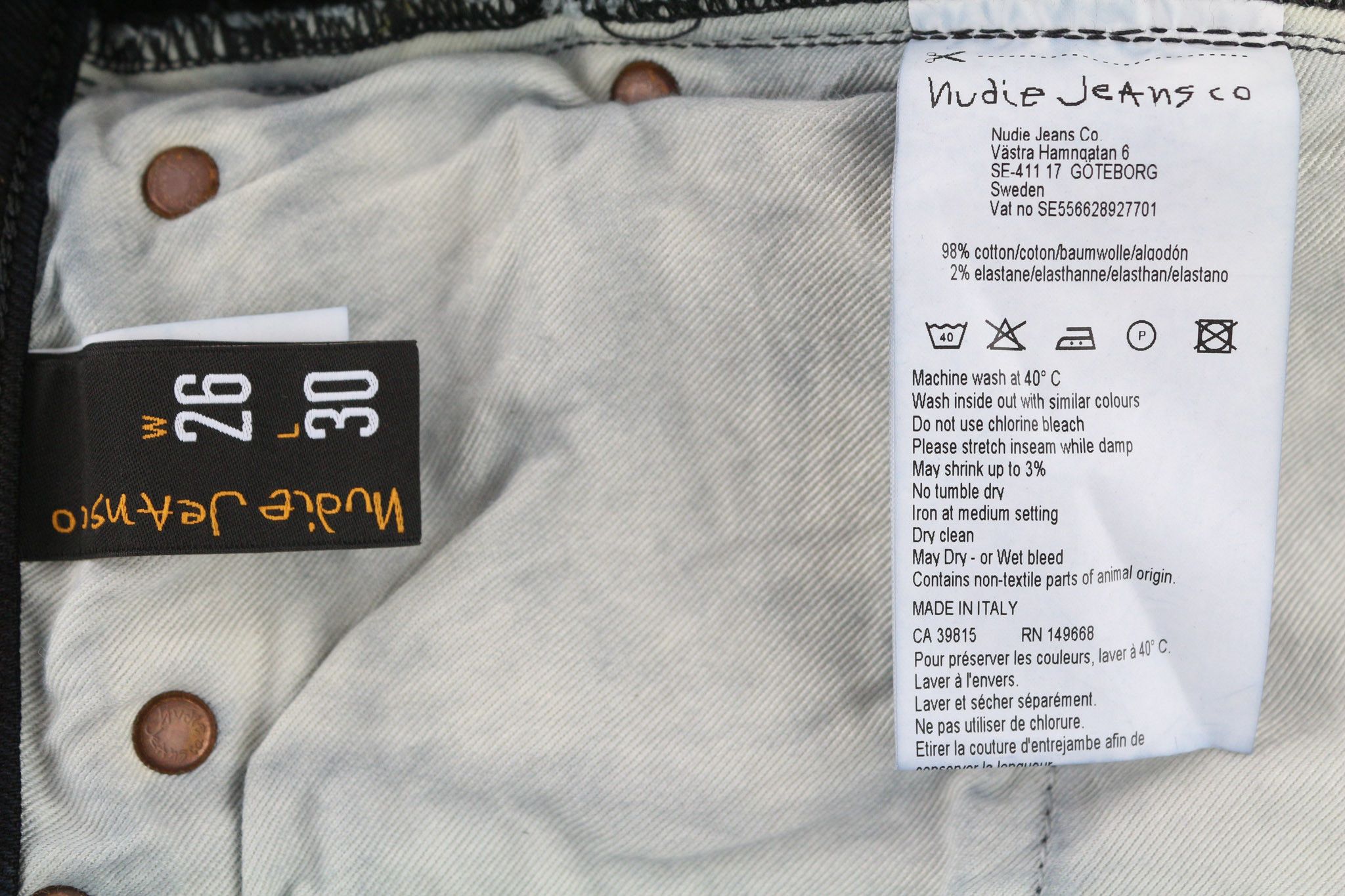 LONG JOHN W26/L30 Slim Cotton Black Jeans 80600