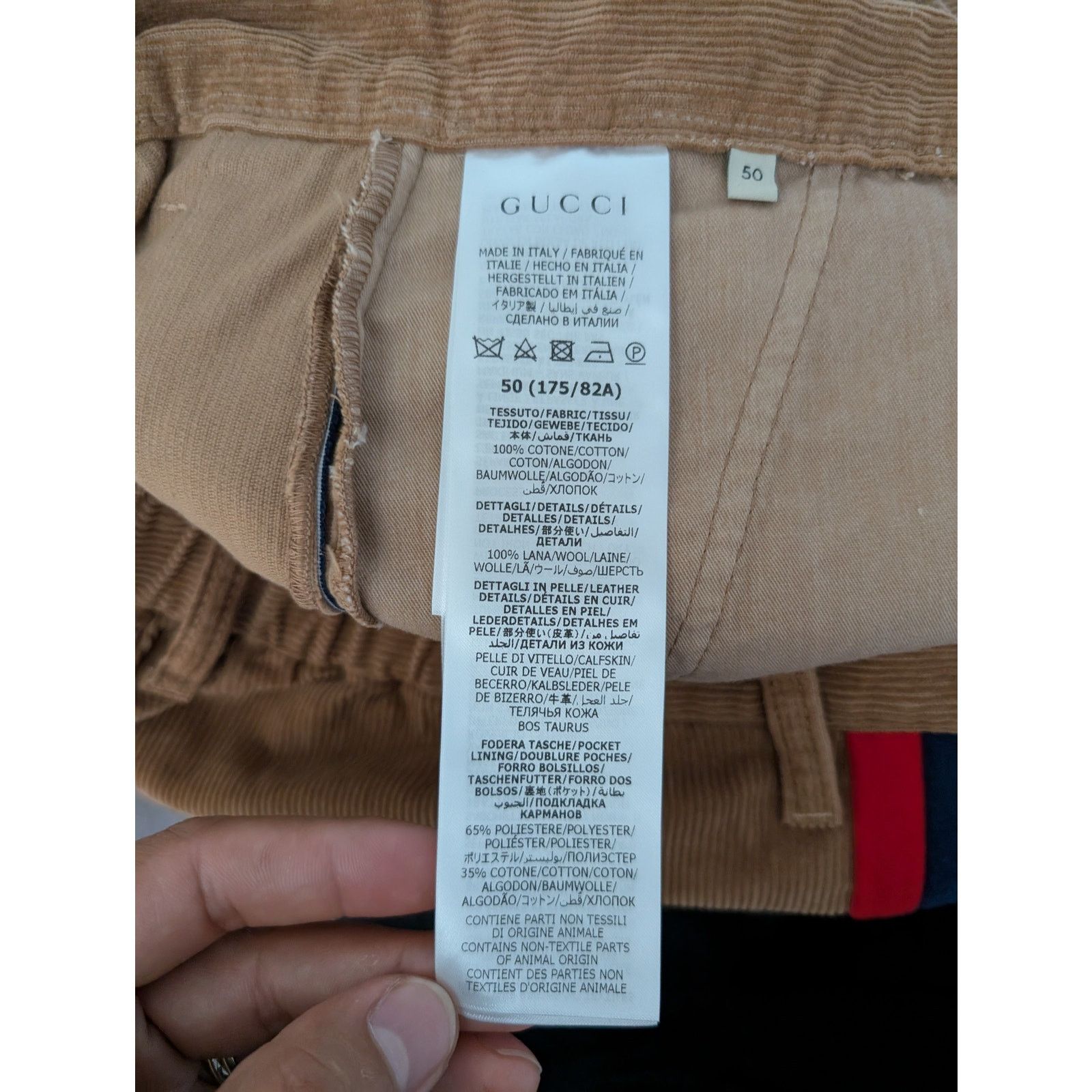 Gucci o1rshd1 Trousers Dyed Wash Velvet W/Melton Vintage Camel/Mix Size US 34 / EU 50 - 13 Thumbnail