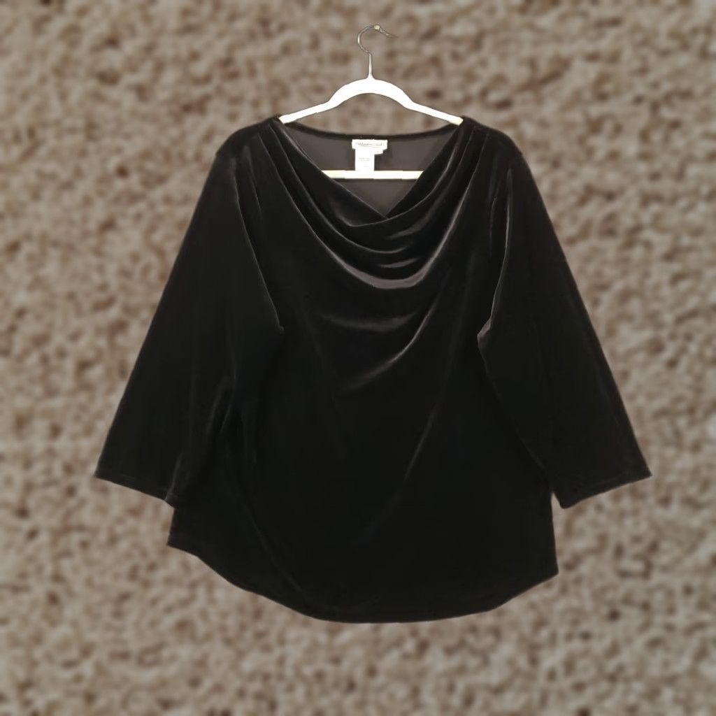 Coldwater Creek Coldwater Creek Velvet Sweater Womens XL Black Pullover Long Sleeve Cowl Neck Casual Size XL / US 12-14 / IT 48-50 - 1 Thumbnail