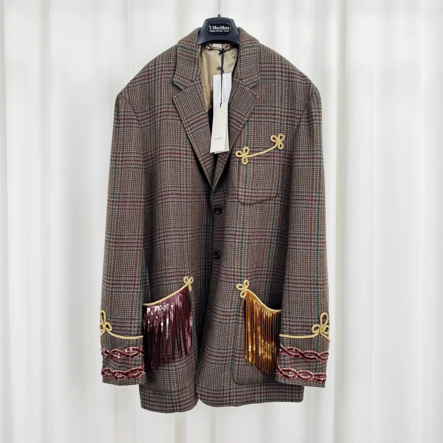Gucci gucci sequin tassel wool plaid blazer Size US L / EU 52-54 / 3 - 1 Thumbnail
