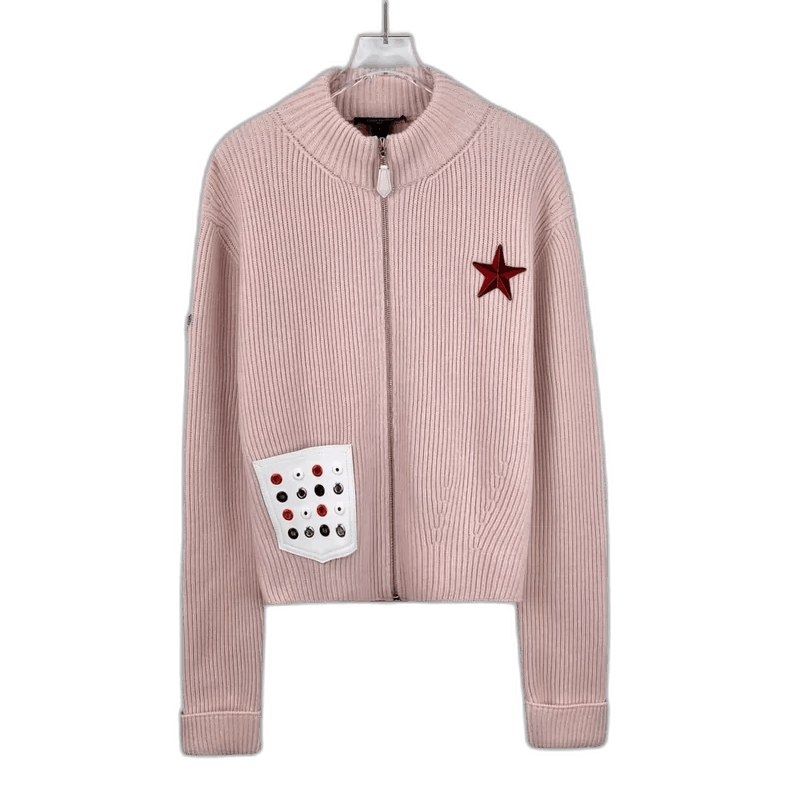 Louis Vuitton Pink Star Embroidered Cashmere Cardigan Size US S / EU 44-46 / 1 - 1 Thumbnail