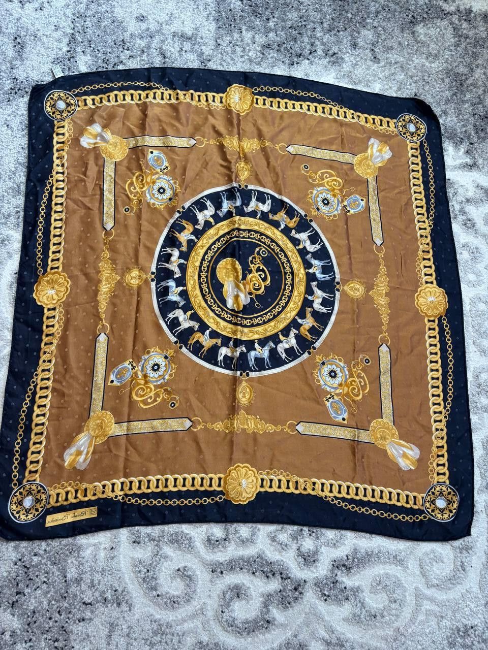 Vintage Vintage Renato Balestra Silk Scarf - Equestrian Chain Motif Size ONE SIZE - 6 Thumbnail