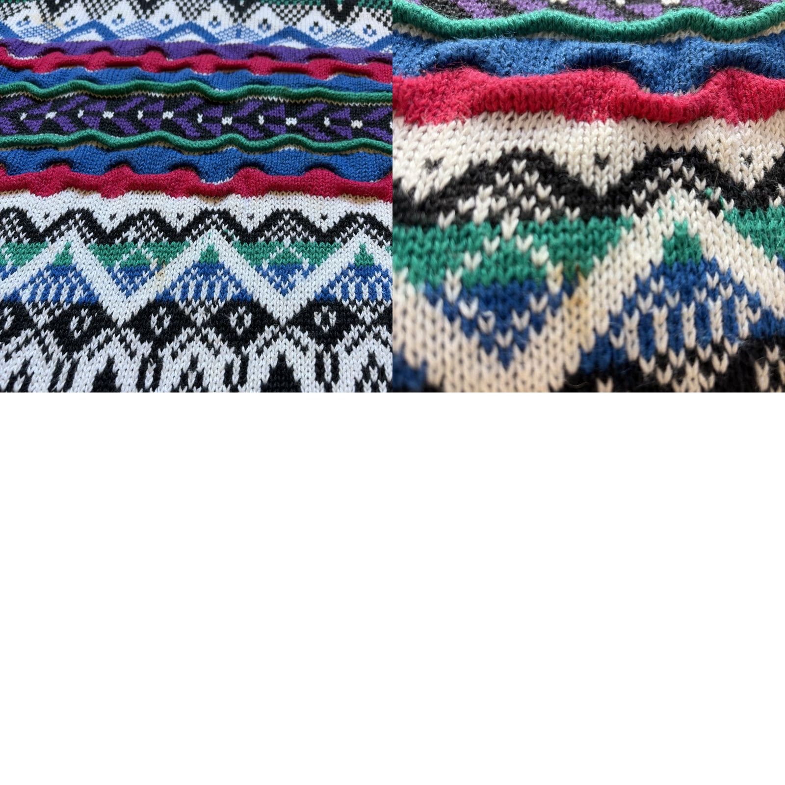VINTAGE 90s Etchings Coogi Style 3D Cable Knit Multicolor Ramie Cotton Sweater M Men Crew Neck Pullover 90s