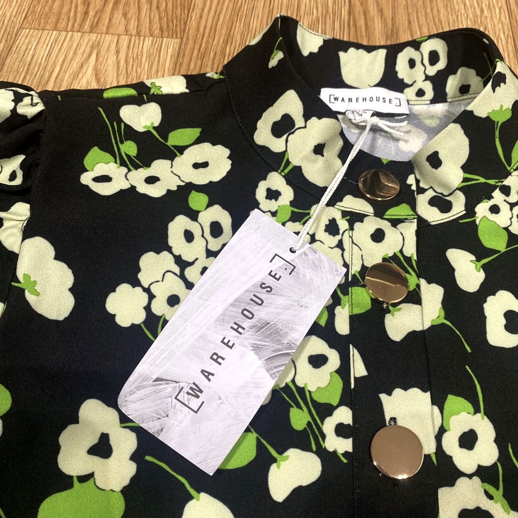 Warehouse Warehouse Shift Dress Multi Floral 3/4 Sleeve Button Crew Neck Above Knee New With Tags UK 10 Women Regular Polyester Size L / US 10 / IT 46 - 4 Thumbnail