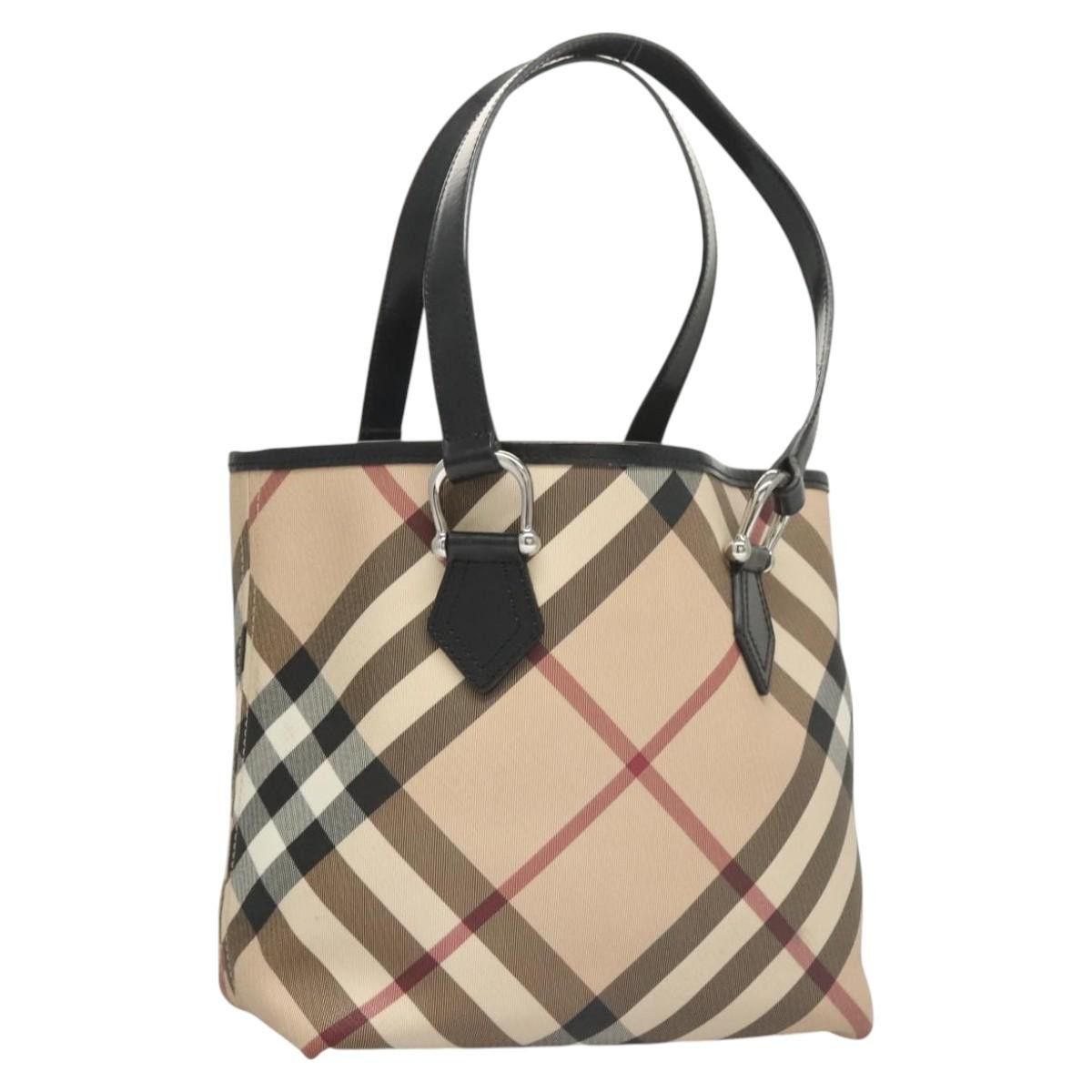 Burberry Nova Check Tote Bag Pvc Beige Silver Auth 121636 in Beige/Silver, Women's