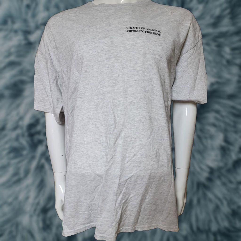 Gildan VINTAGE Straits of Mackinac Shipwreck Preserve T Shirt 2XL Gildan Mens Gray Cotton Blend Crew Neck Short Sleeve Nautical Graphic Tee Modern? Size US XXL / EU 58 / 5 - 1 Thumbnail