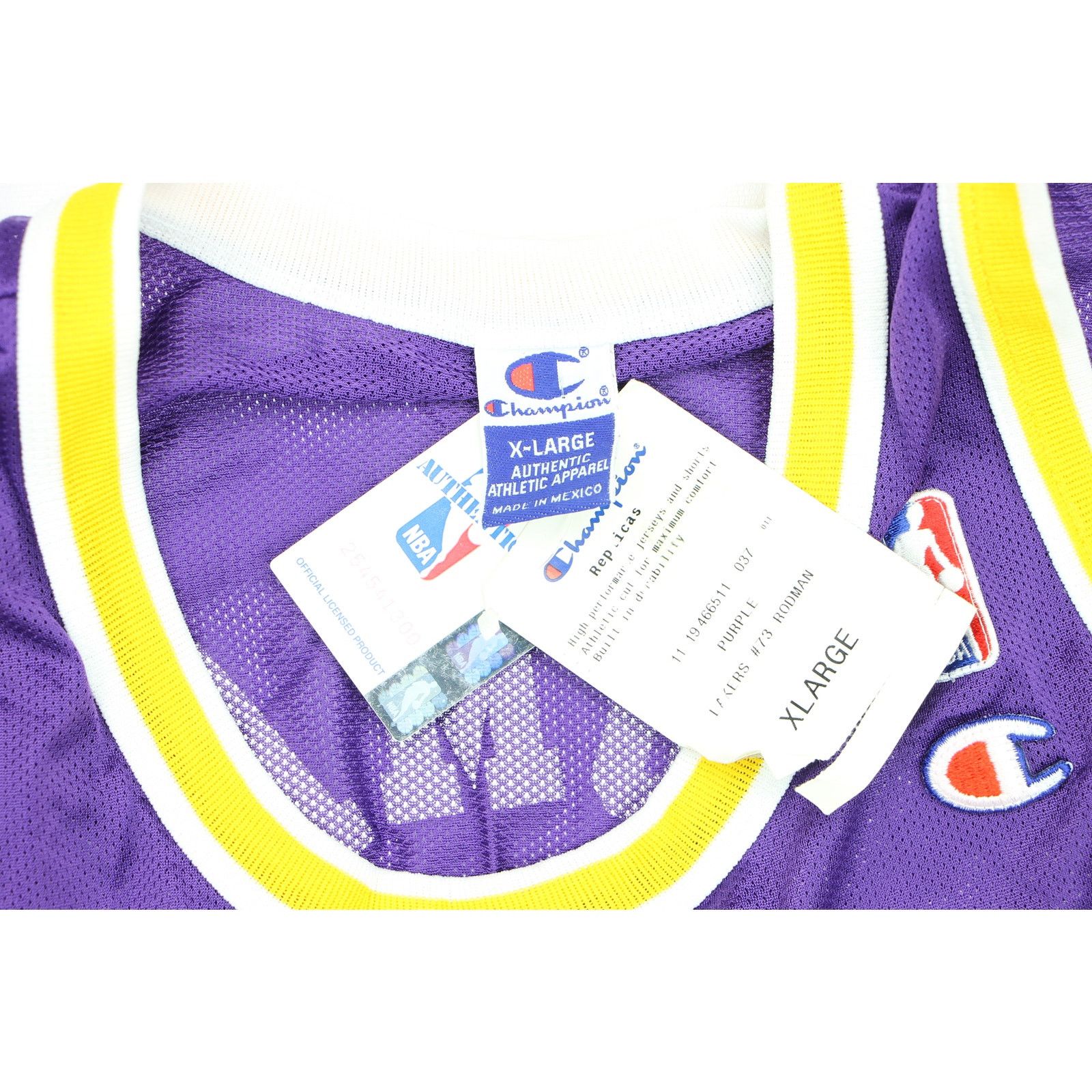 Champion Vintage LA Lakers 73 Dennis Rodman Champion Jersey Deadstock Size US XL / EU 56 / 4 - 4 Thumbnail