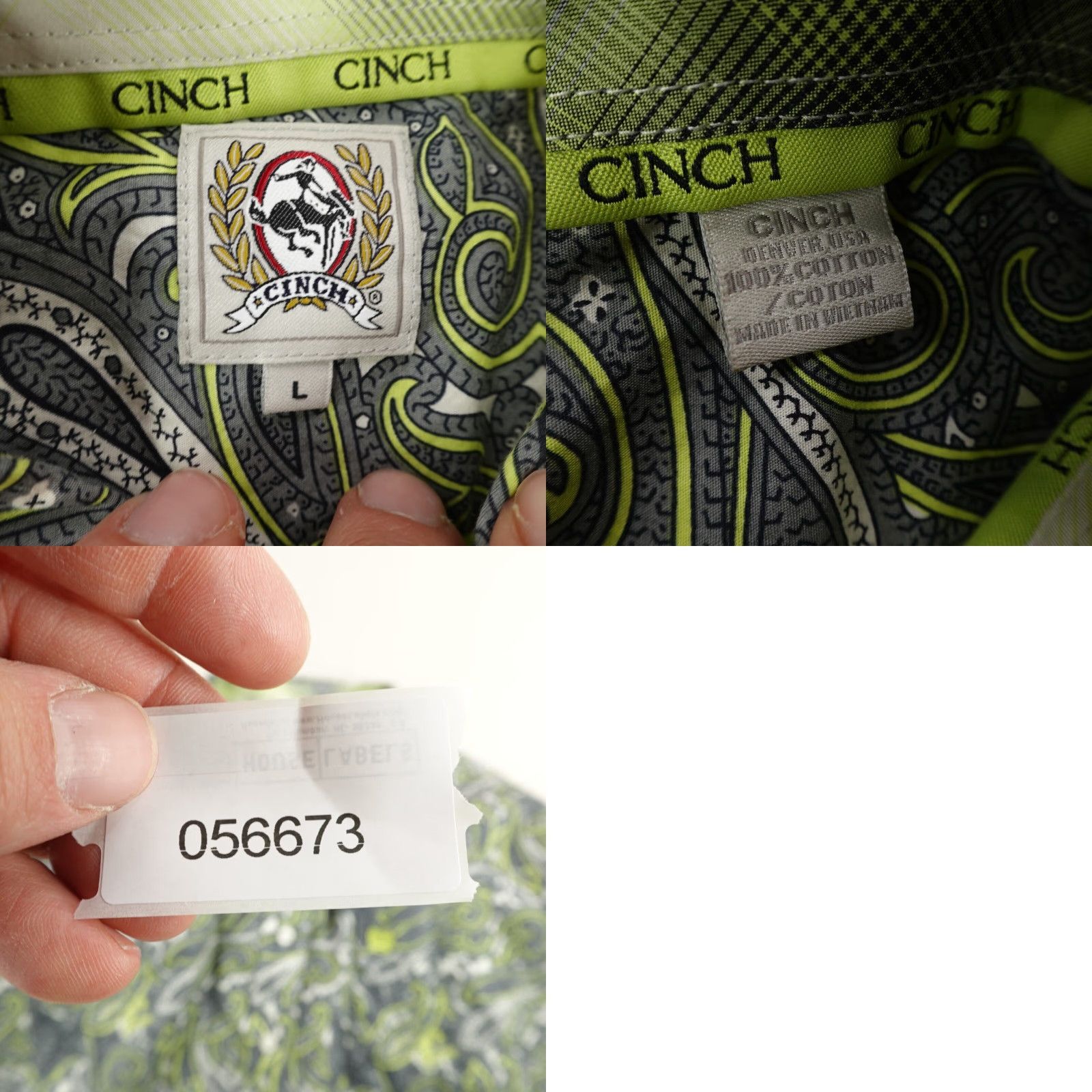 Vintage VINTAGE Cinch Shirt Mens Large Green Paisley Western Button-Up Rodeo Cowboy Size US L / EU 52-54 / 3 - 8 Thumbnail