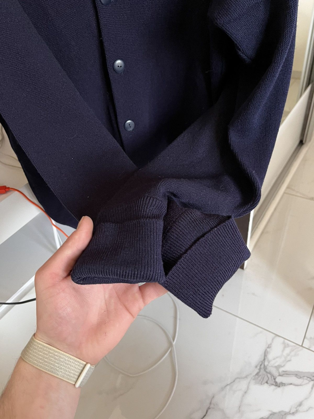 Lacoste Vintage Lacoste Navy Cardigan 90s Classic Logo Made in Spain Size US XL / EU 56 / 4 - 4 Thumbnail