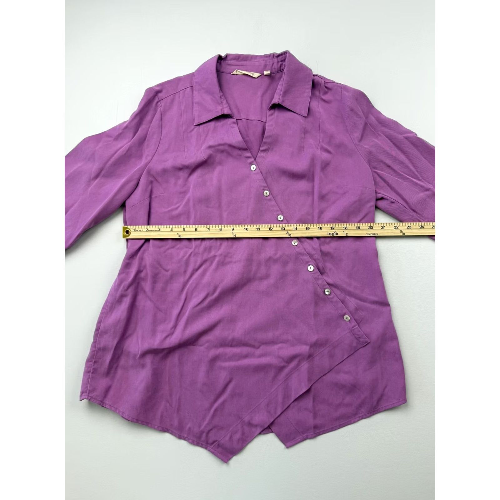 Soft Surroundings Soft Surroundings Blouse Womens XL Purple 3/4 Sleeve Tunic Top Button Hem Casual Everyday Office-Casual V-Neck Solid Size XL / US 12-14 / IT 48-50 - 6 Thumbnail