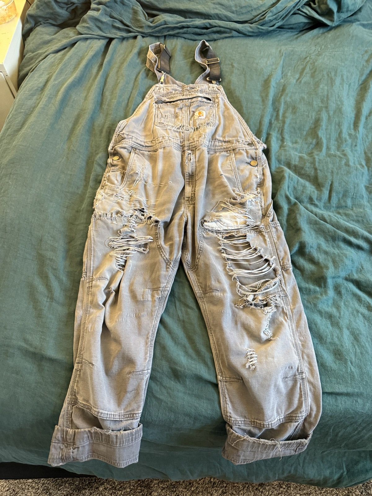 Carhartt 1-of-1 Thrashed Carhartt’s | Apocalyptic Sashiko Faded Gray Size US 38 / EU 54 - 8 Thumbnail