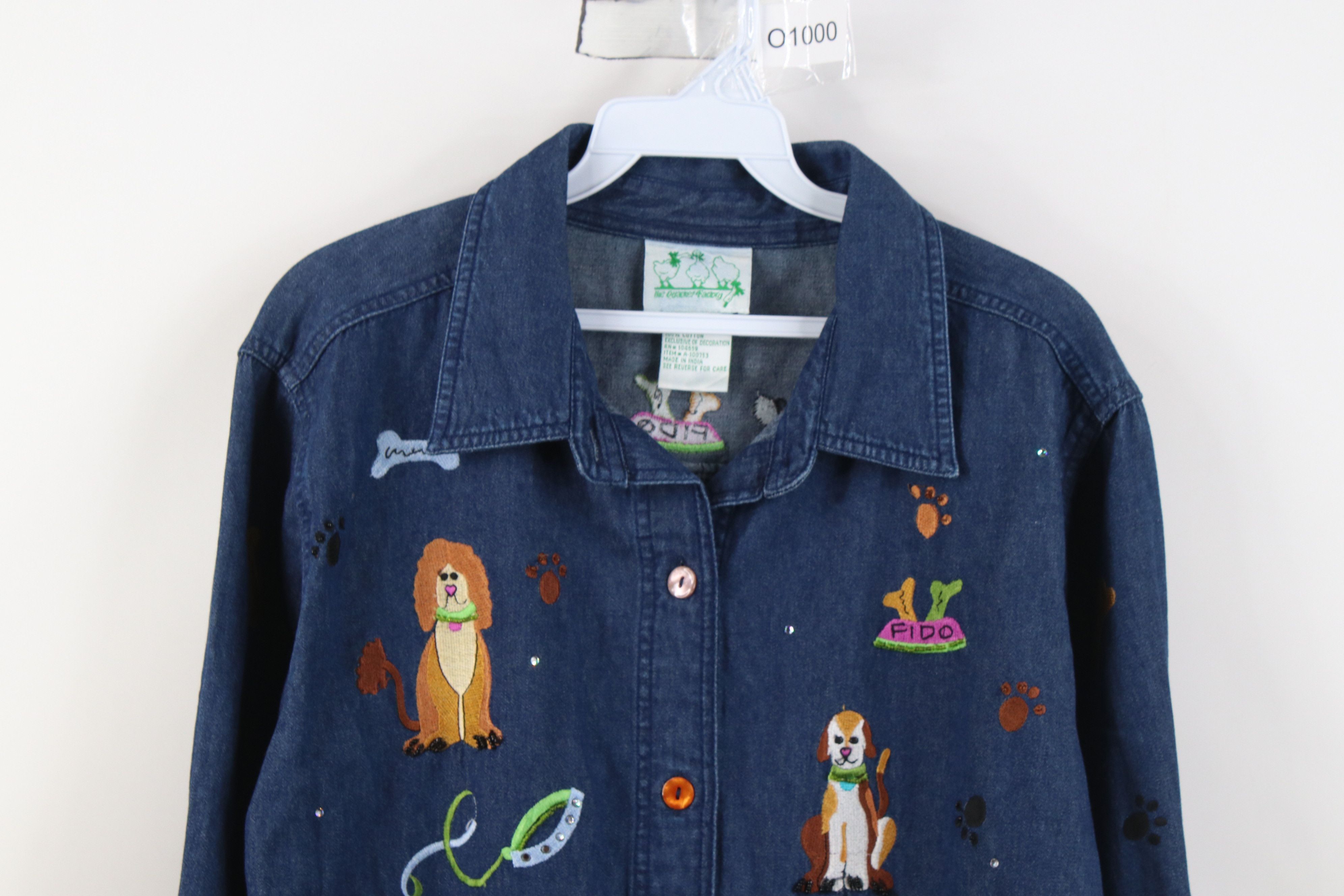 Vintage Vintage 90s Y2K Streetwear Dog Puppy Denim Button Shirt Size M / US 6-8 / IT 42-44 - 2 Thumbnail