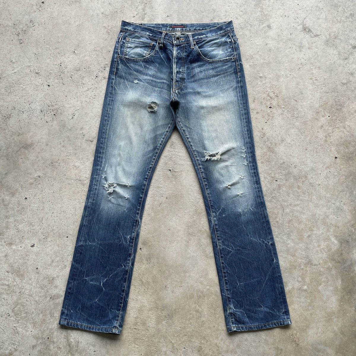 Japanese Brand × Jean × Vintage Vintage Japan Distressed Faded Jeans Denim Pants Rare Size US 31 - 1 Thumbnail