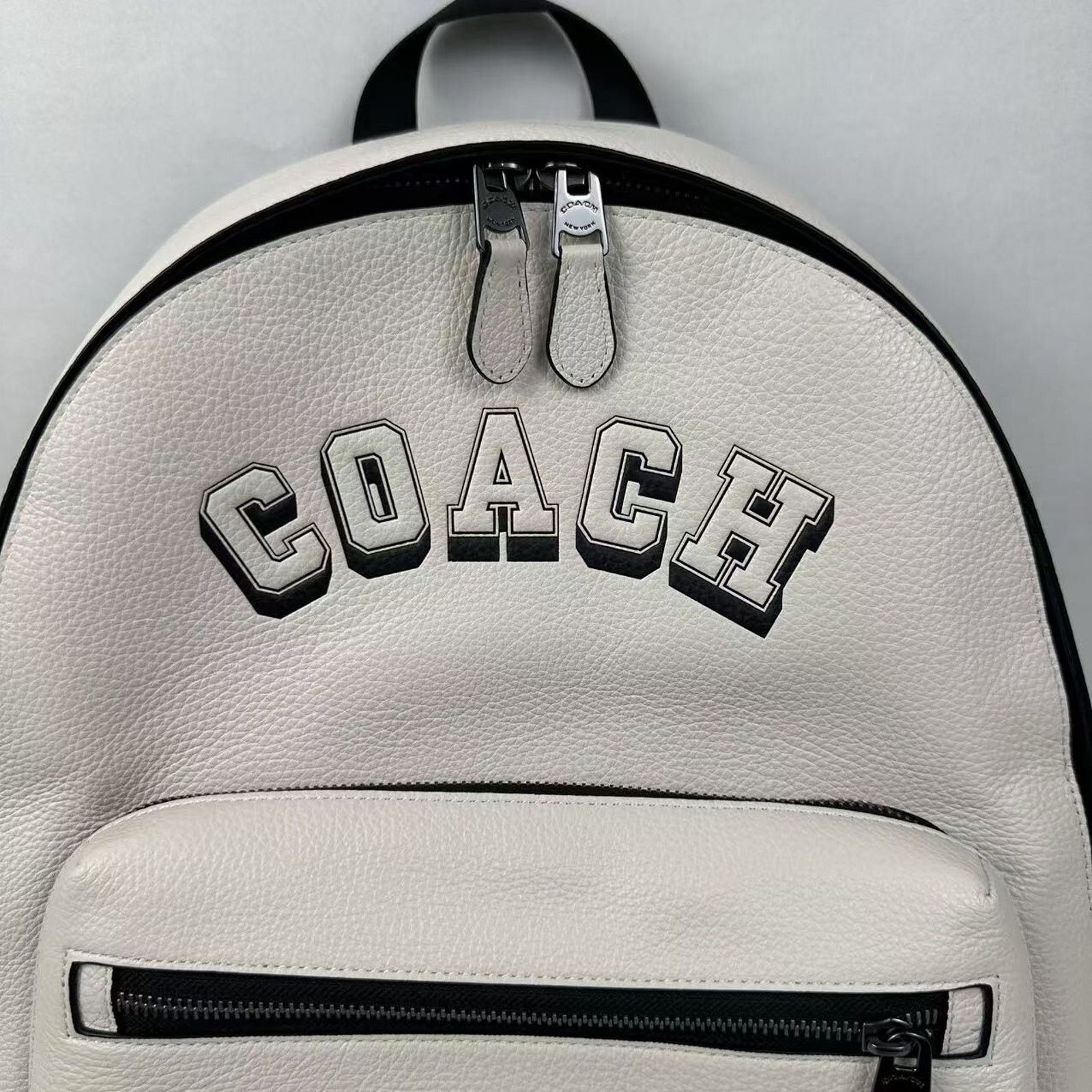 Coach Coach West Backpack With Varsity Motif In Leather Chalk NWT Size ONE SIZE - 2 Thumbnail