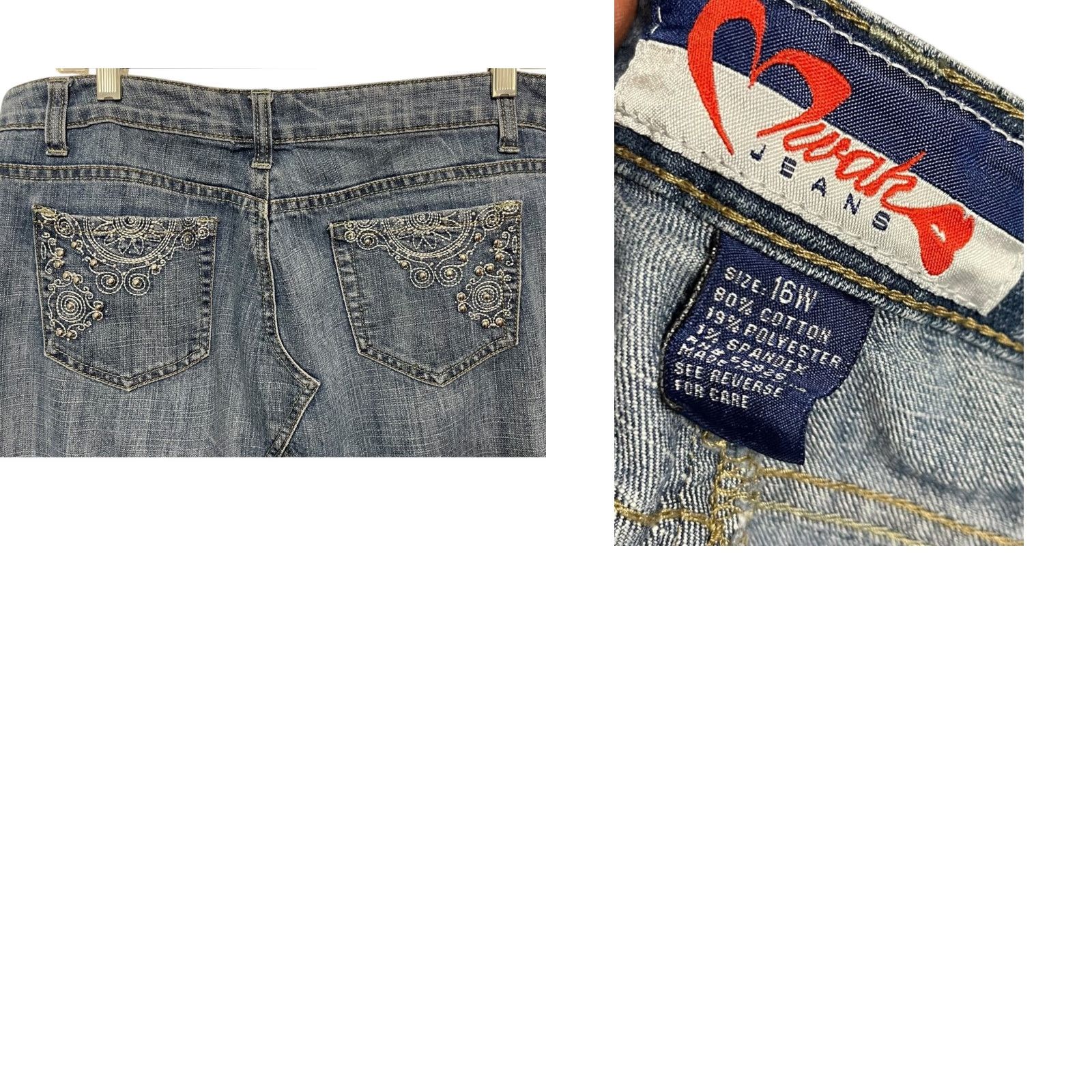 Denime VINTAGE Mwah Denim Skirt Midi Jeans 16W Plus Blue Embellished Pockets Women Ladies Size 38" / US 16 / IT 52 - 9 Thumbnail