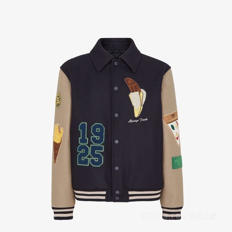 Fendi o1s1wg111125 Bomber Jacket in Blue/Beige Size US M / EU 48-50 / 2 - 1 Thumbnail