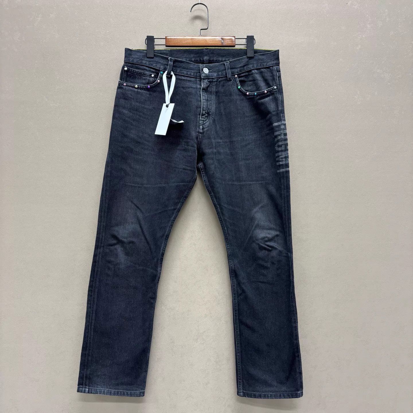 Louis Vuitton LV x HF 98 New Black Leather Patch Jeans 34 Size US 34 / EU 50 - 1 Thumbnail