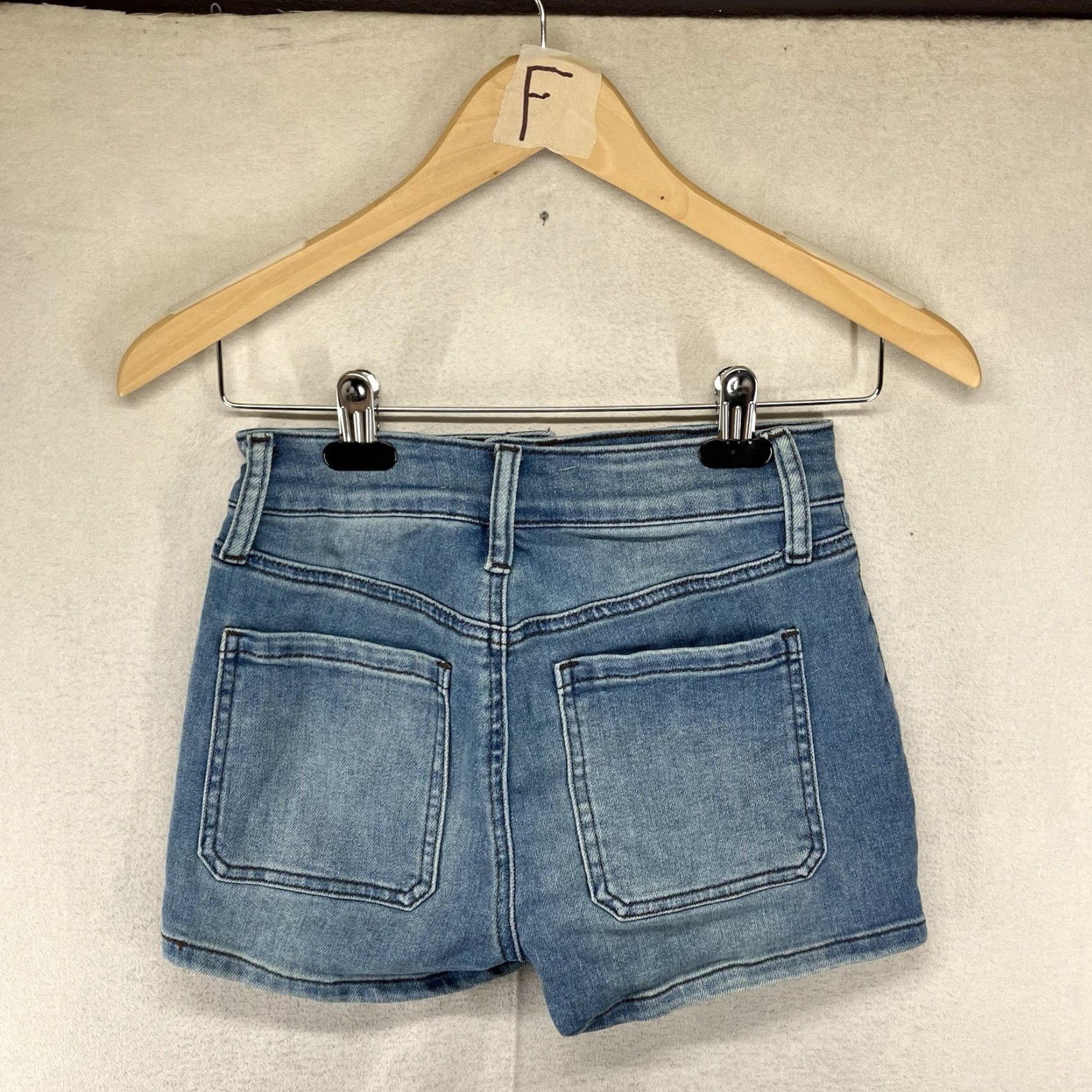 Denime SO Shortie Hi-Rise Denim Shorts Cuffed Med Wash Blue Pockets Junior Size 3/26 Size 26" / US 2 / IT 38 - 2 Thumbnail