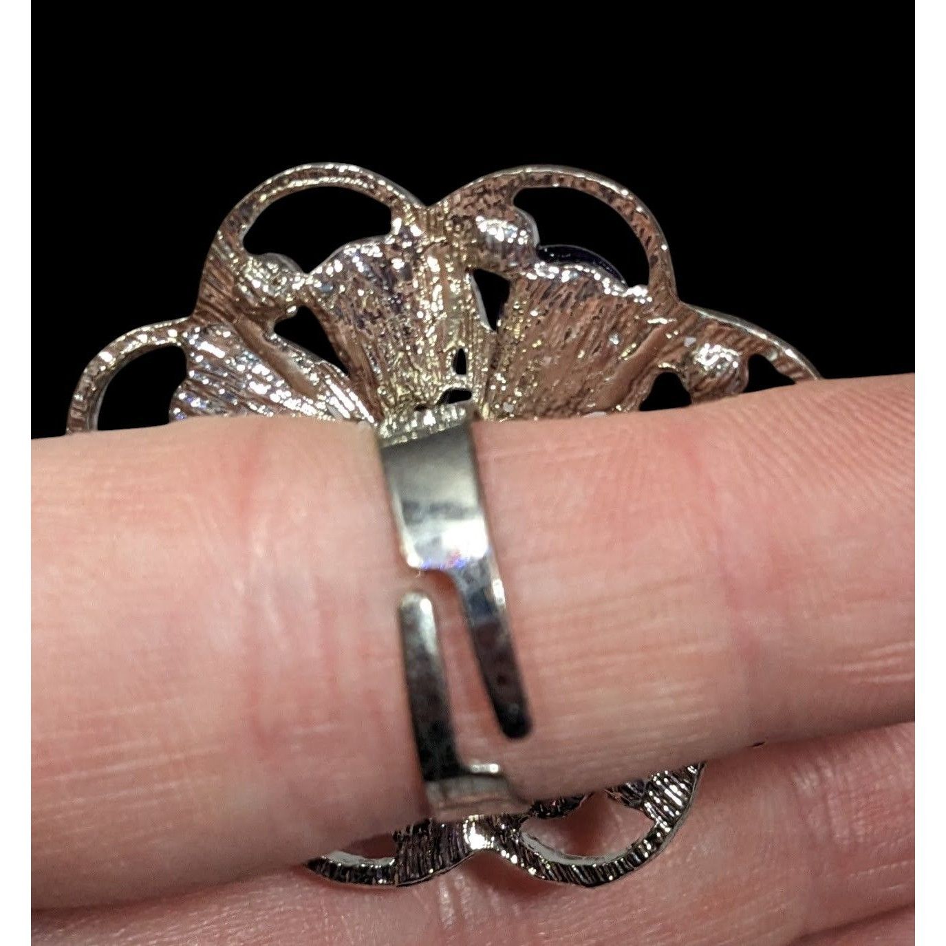 Other Fairycore Floral Gemmed Purple And Silver Tone Adjustable Ri Size ONE SIZE - 4 Thumbnail