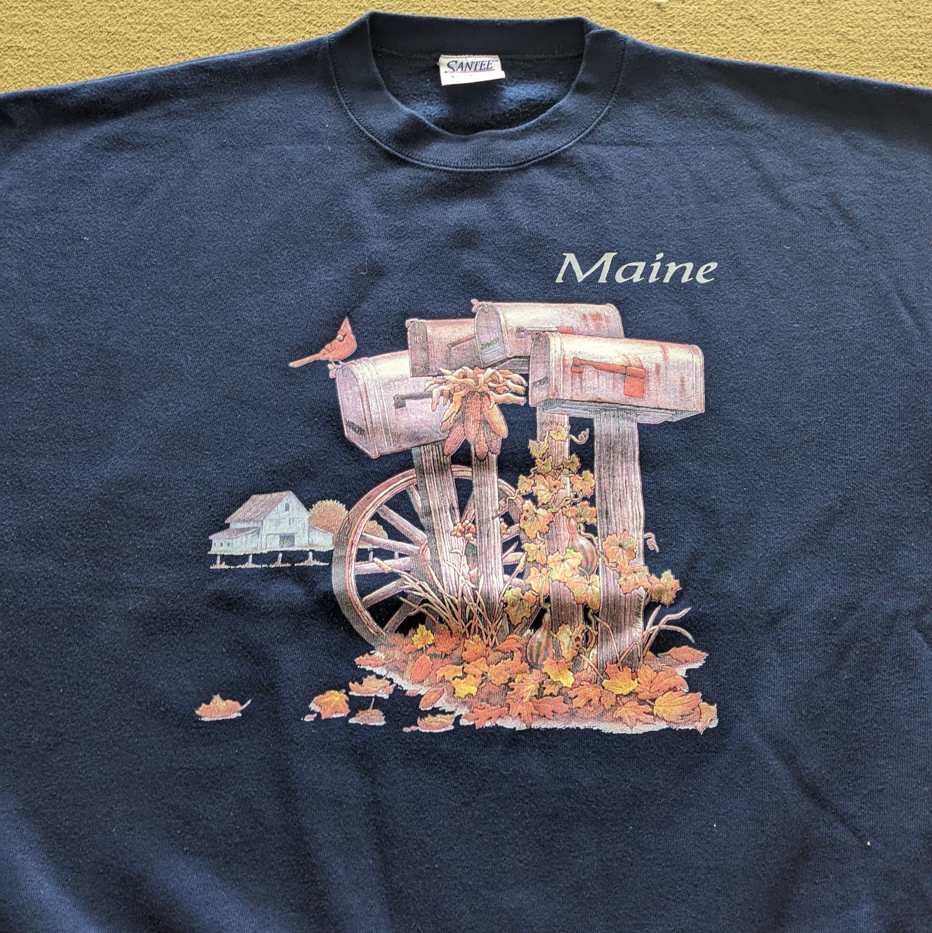 Japanese Brand Vintage MAINE Art American Streetwear Sweatshirt Size US XL / EU 56 / 4 - 2 Thumbnail