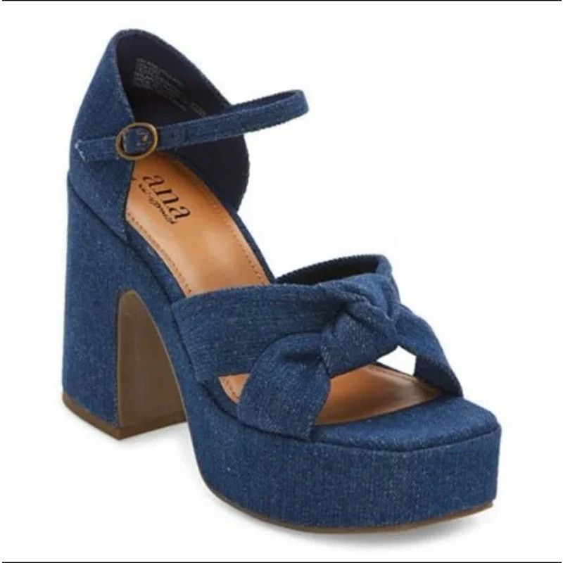 Other a.n.a Womens Holland Heeled Sandals Denim Platform Size US 6 / IT 36 - 12 Thumbnail