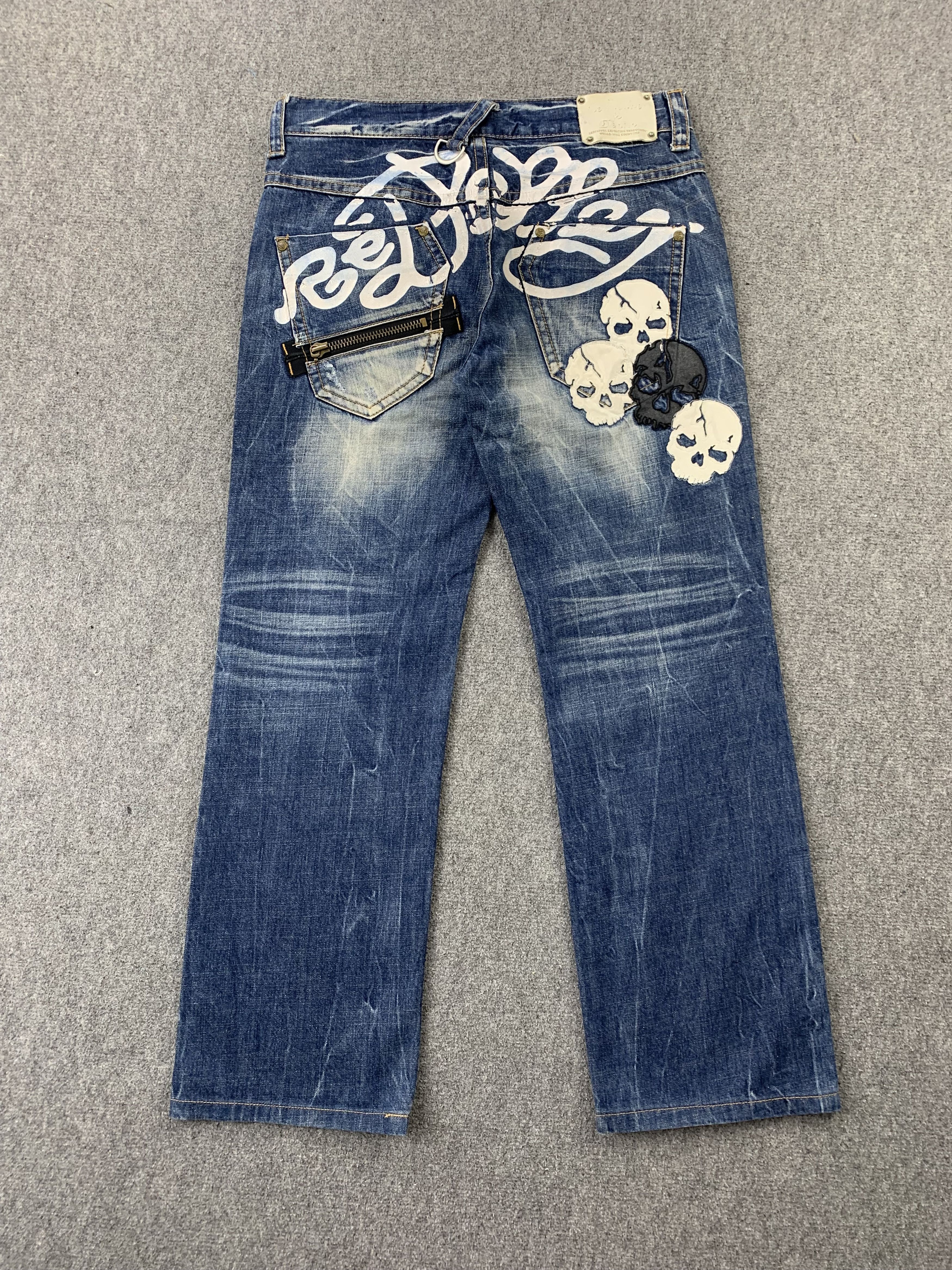 image of Vintage Red Pepper Spellout Faded Blue Jeans in Blue Denim, Men's (Size 34)