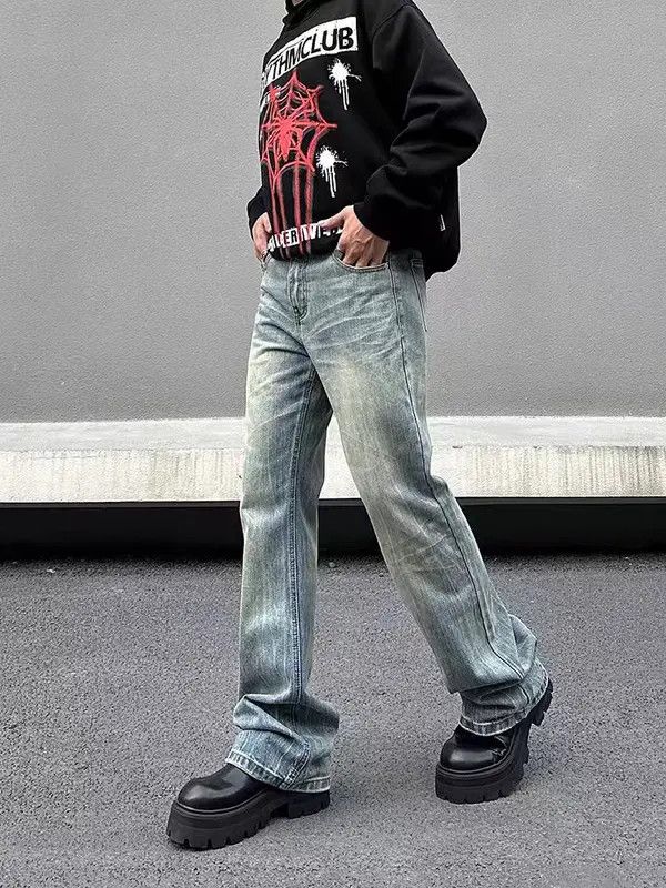 VIBE Vintage Textured Washed and Aged Micro Flare Jeans Size US 34 / EU 50 - 6 Thumbnail