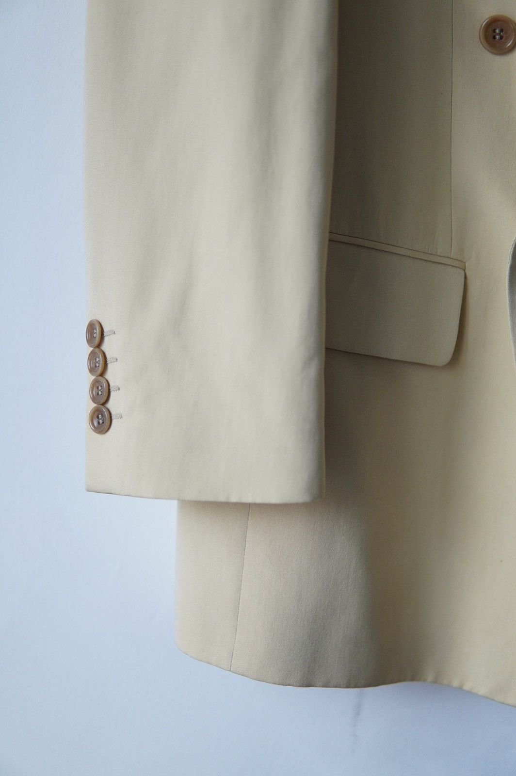 Hugo Boss Hugo Boss Beige Silk Double Breasted Blazer Size 48L - 6 Thumbnail