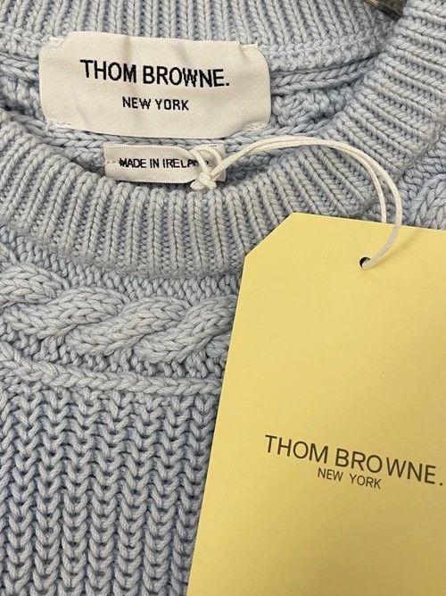 Thom Browne Thom Browne Smog blue jacquard thick round neck knit sweat Size S / US 4 / IT 40 - 5 Thumbnail