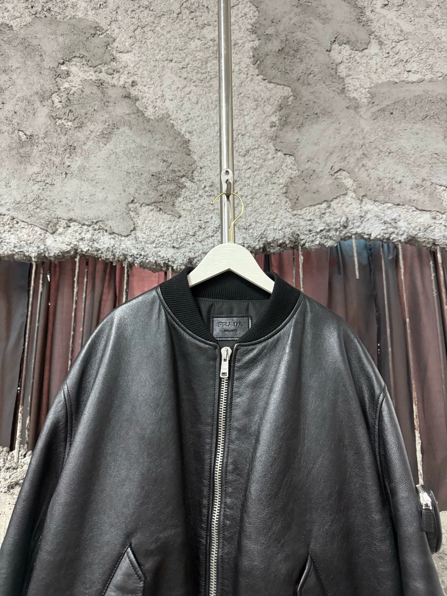 Prada Prada Triangle Leather Baseball Jacket 52 Size US L / EU 52-54 / 3 - 2 Thumbnail