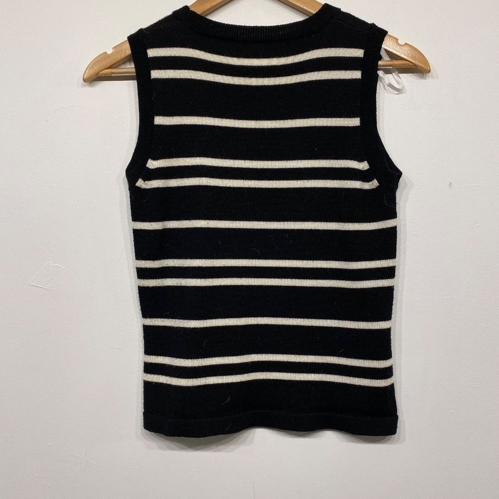 Calvin Klein Calvin Klein Black and White Striped Merino Wool Blend Sweat Size S / US 4 / IT 40 - 4 Thumbnail
