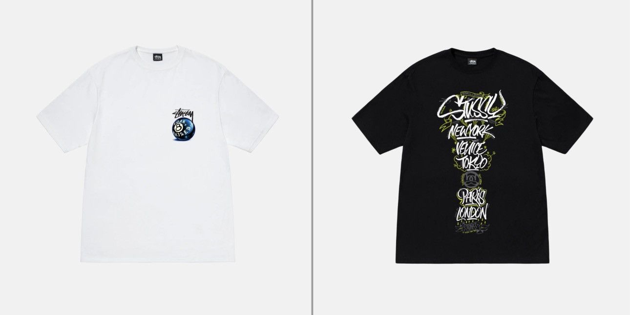 Born X Raised × Stussy Stussy & Born x Raised - 8 Ball Tee & Handstyles Tee  - LARGE | Grailed