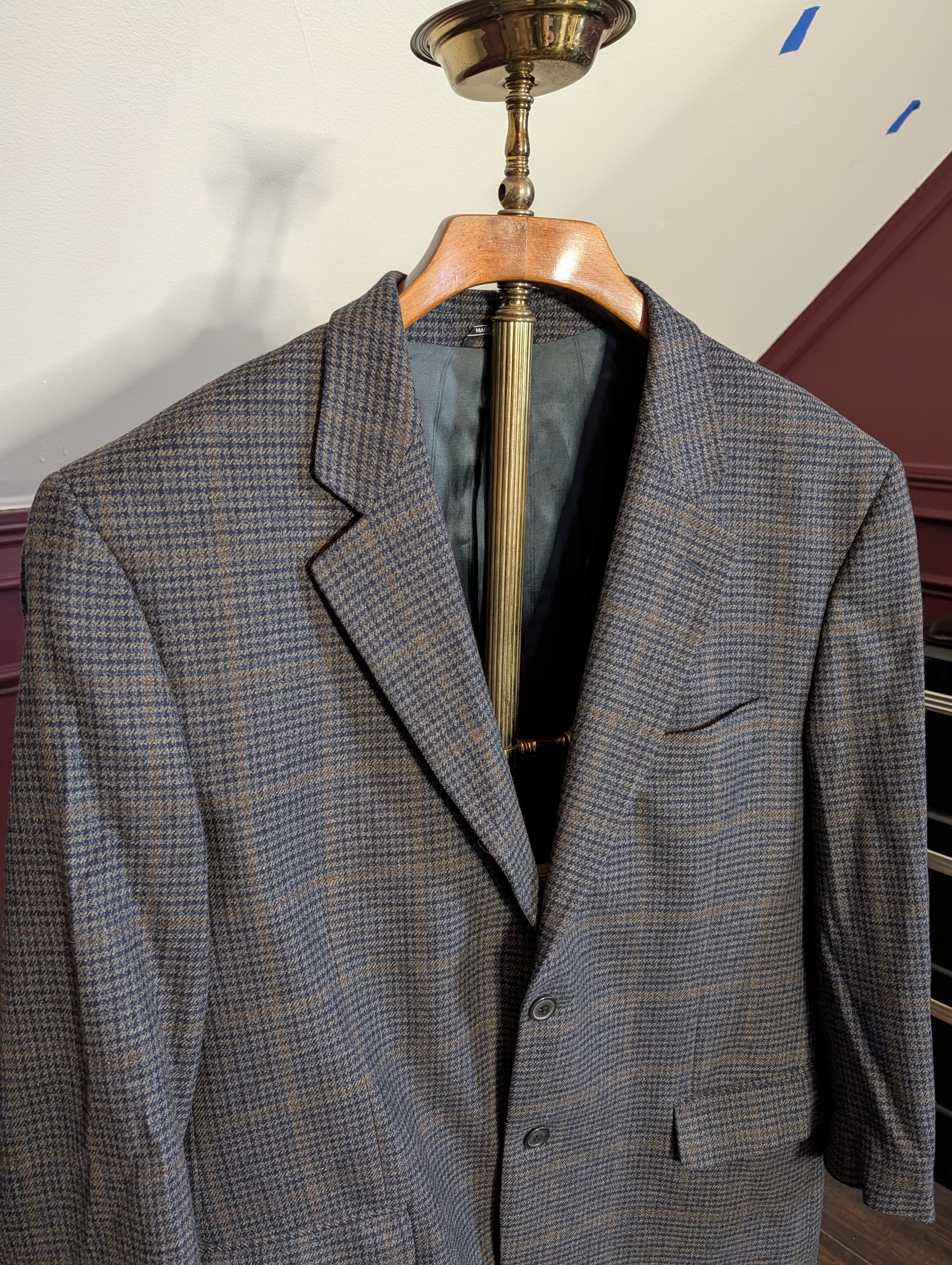 Tallia Tallia di Delfino wool & cashmere Italian plaid knit jacket Size 46S - 2 Thumbnail