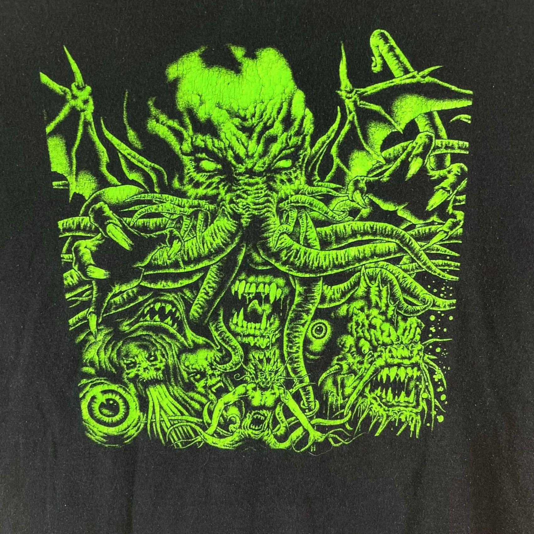 Fruit Of The Loom Fruit of the Loom Graphic Tee Mens Black Size L Short Sleeve Crew Neck Vintage Octopus Lime Green Size US L / EU 52-54 / 3 - 2 Thumbnail