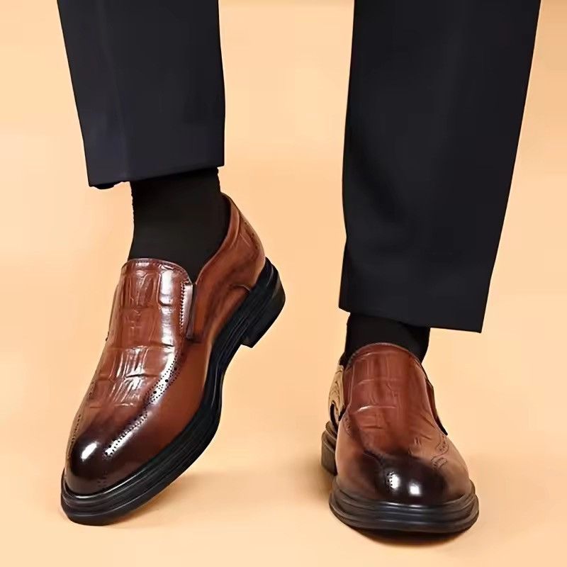 Japanese Brand Crocodile Embossed Slip-On Loafer Dress Shoe Size US 13 / EU 46 - 4 Thumbnail