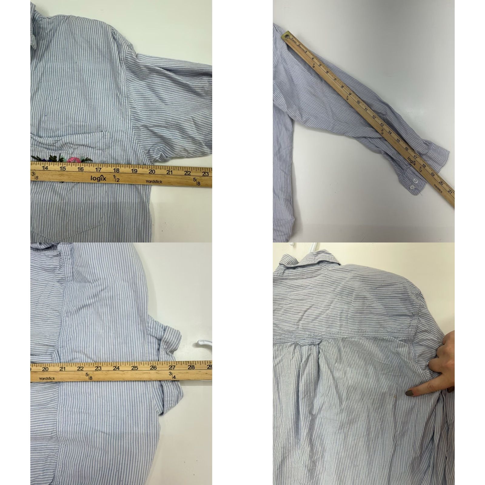 Vintage VINTAGE New York Aspects Womens Shirt Medium Blue Striped Button-Up Long Sleeve VTG Size M / US 6-8 / IT 42-44 - 8 Thumbnail