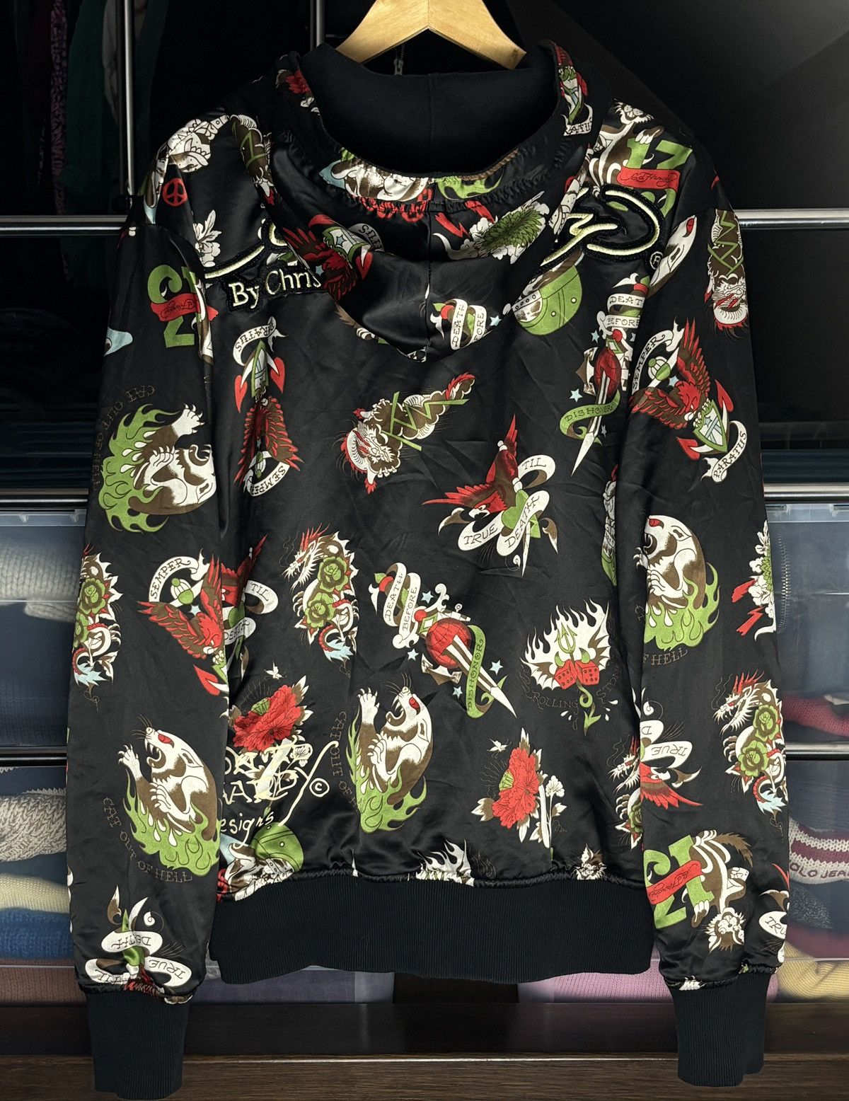 Ed Hardy Ed Hardy By Christian Audigier reversible „Do Or Die” Hoodie Size US L / EU 52-54 / 3 - 8 Thumbnail