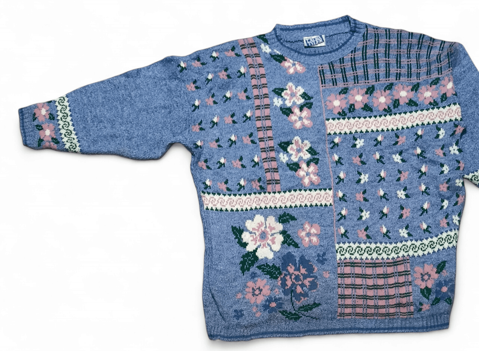 Other Vintage 80s LAURA TYLER Women's Floral Knit Acrylic Sweater Size L / US 10 / IT 46 - 3 Thumbnail