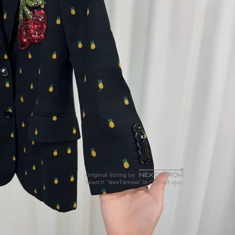 Gucci Gucci Cherry sequin pineapple embroidered suit jacket Size S / US 4 / IT 40 - 4 Thumbnail