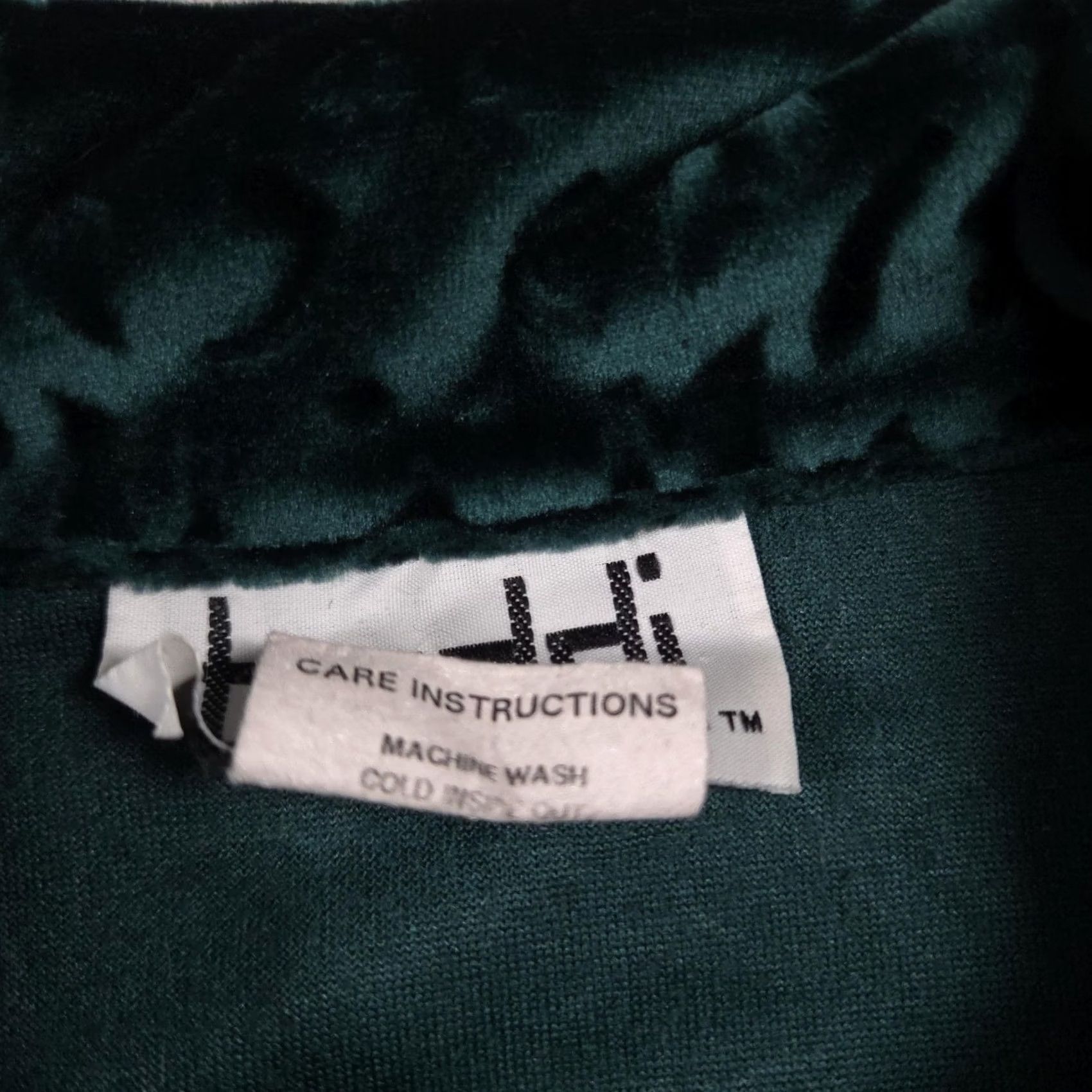 Velour Teddi Jacket Womens Medium Green Velour Zip Front Embossed Velvet Elastic Hem Size M / US 6-8 / IT 42-44 - 5 Thumbnail