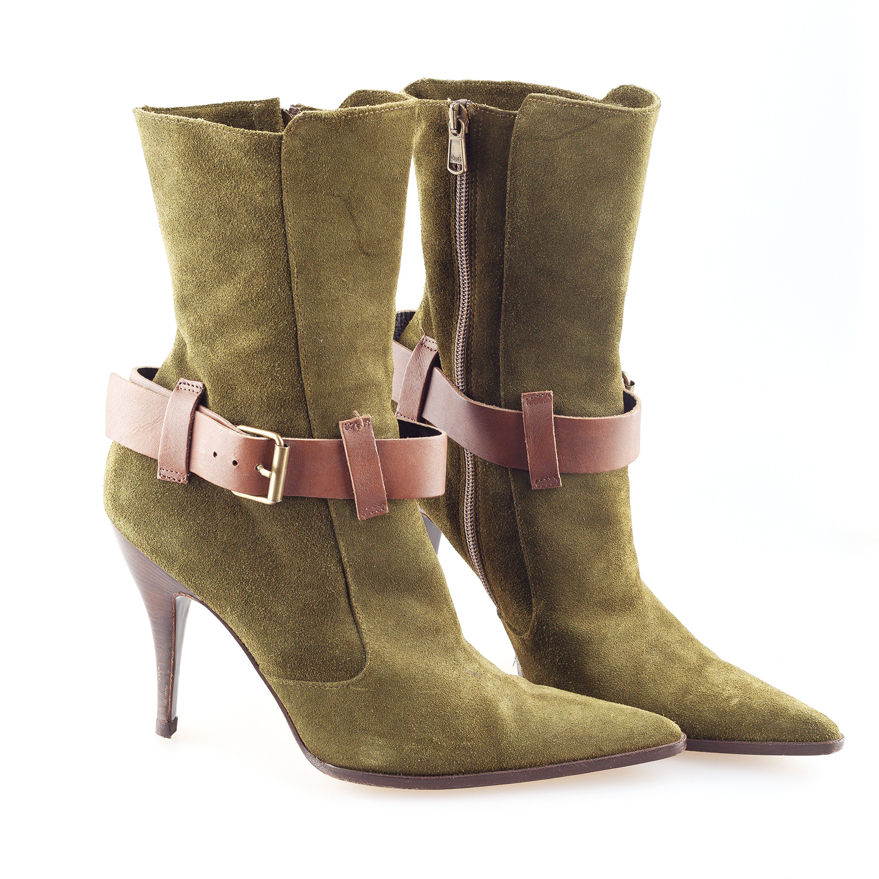 Dolce & Gabbana Dolce & Gabbana Vintage Green Leather Boots (39 EU) Size US 9 / IT 39 - 1 Thumbnail