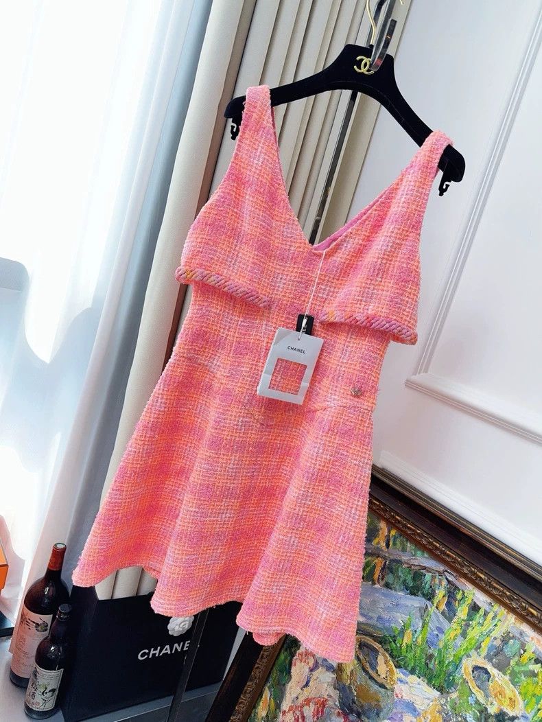 Chanel Chanel 24C early spring series peach pink fine flash plaid Size XXS / US 00 / IT 34 - 1 Thumbnail