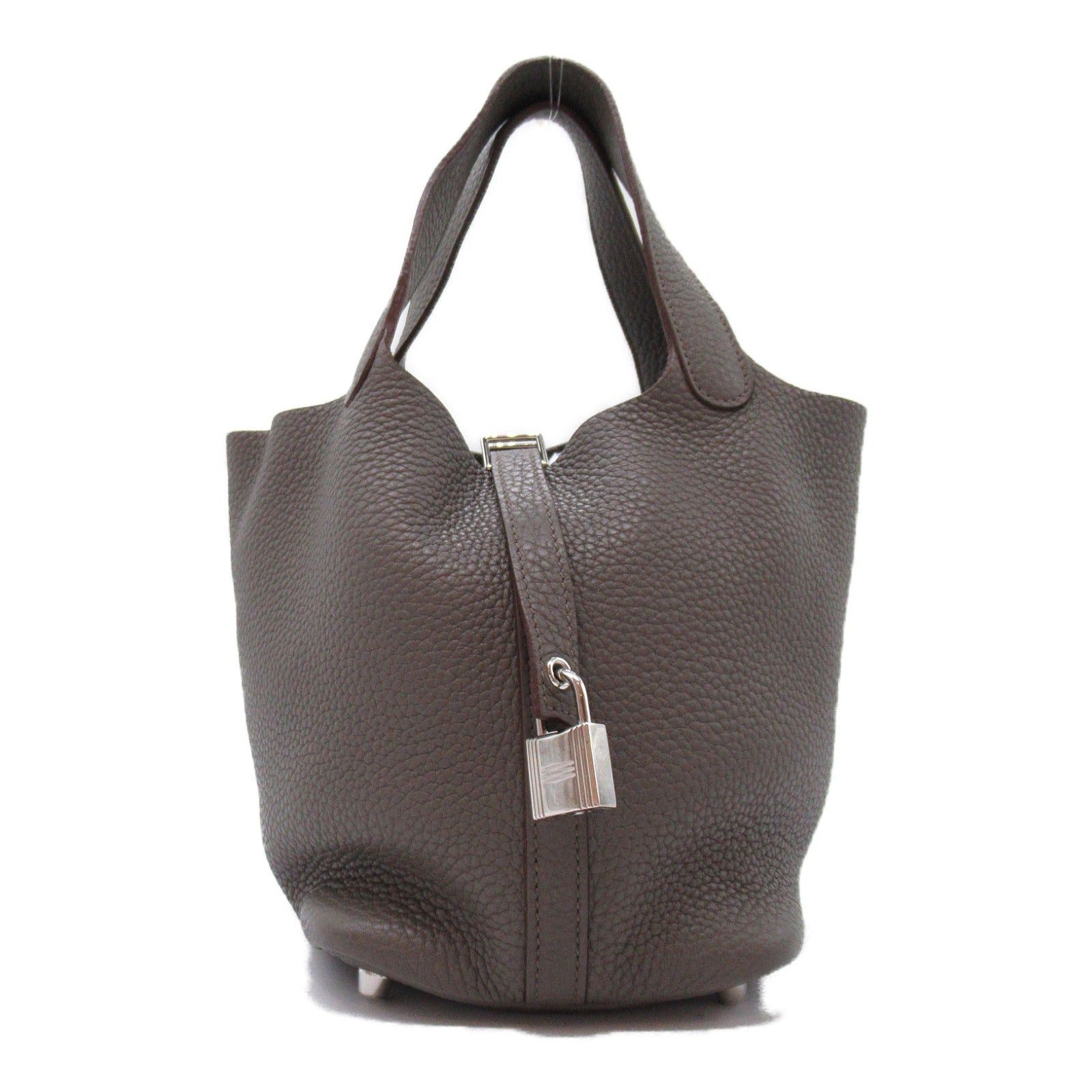 Hermes Hermes Picotan Lock Pm Taupe Handbag Calfskin (Cowhide) Clemence Leather Gray Silver Hardware □O Stamp Size ONE SIZE - 1 Thumbnail