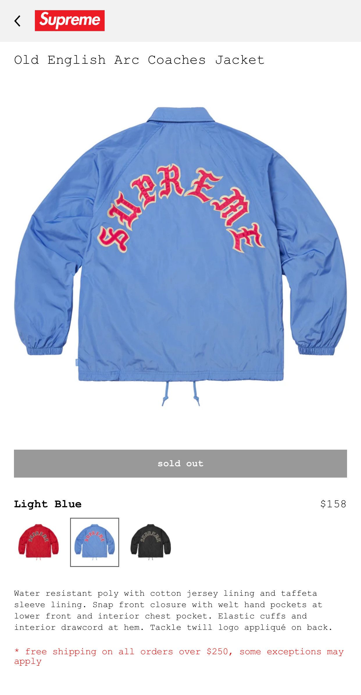 Supreme Supreme Old English Arc Coaches Jacket Size US M / EU 48-50 / 2 - 1 Thumbnail